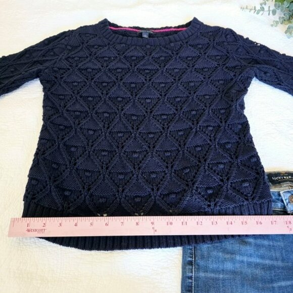 Tommy Hilfiger Women's Sweater Size Large Navy Blue Rounded Neck Preppy Knit - Picture 5 of 12